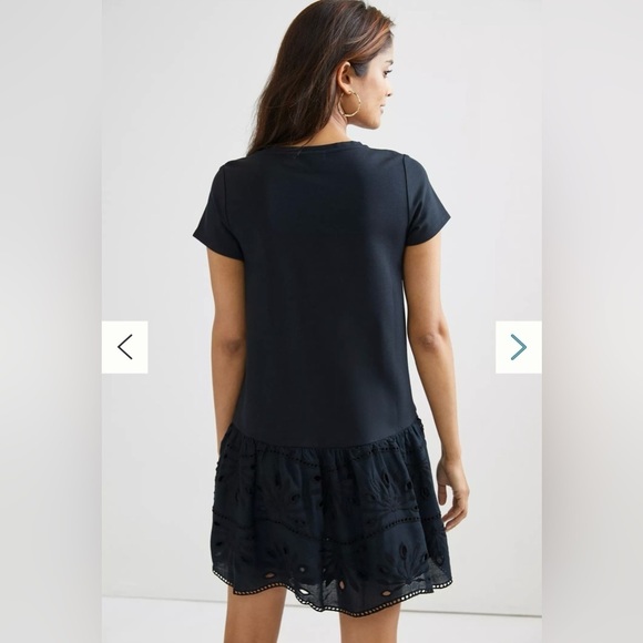 Anthropologie Maeve Flounced Eyelet Mini Dress Size XS Black Embroidery - Picture 2 of 10
